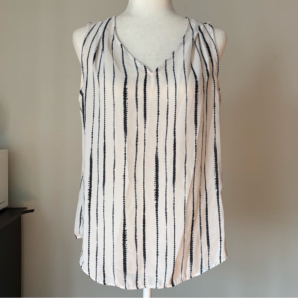 Banana Republic Navy and White Striped Tank Top Size M